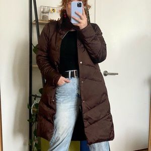 Lands End winter coat in a deep chocolate brown